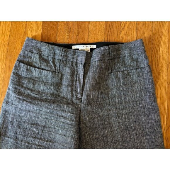 Max Studio Womens Size 10 Black Linen Capri Pants Wide Leg Cuffed - Picture 2 of 4